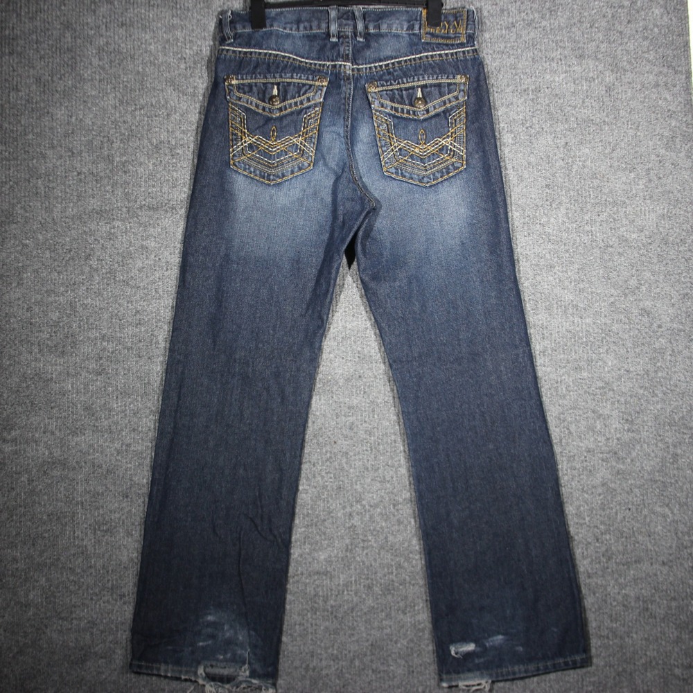 Royal Premium Jeans Mens 33x32 Dark Wash‎ Embroidered Pockets Casual Formal